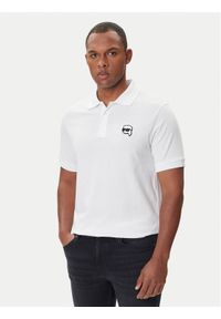 Karl Lagerfeld - KARL LAGERFELD Polo 745710 500224 Biały Regular Fit. Typ kołnierza: polo. Kolor: biały. Materiał: bawełna