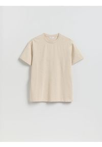 Reserved - T-shirt comfort z lnem - beżowy. Kolor: beżowy. Materiał: len #1