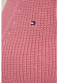 TOMMY HILFIGER - Tommy Hilfiger kardigan bawełniany damski kolor różowy. Okazja: na co dzień. Kolor: różowy. Materiał: bawełna. Wzór: ze splotem. Styl: casual #3