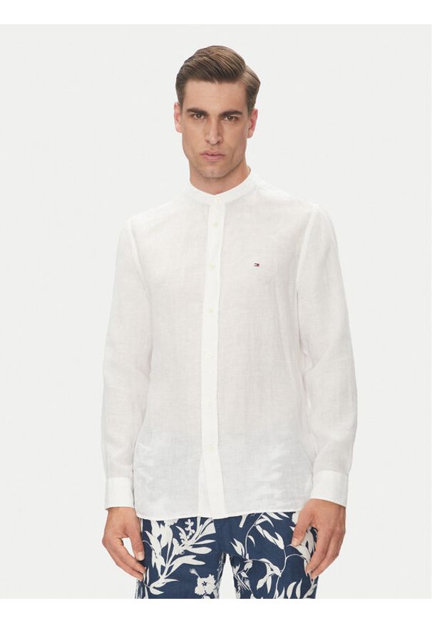 TOMMY HILFIGER - Tommy Hilfiger Koszula MW0MW39271 Biały Regular Fit. Kolor: biały. Materiał: len