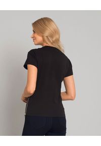 CESARE PACIOTTI - Czarny t-shirt z logo i suwakami. Kolor: czarny. Materiał: jeans, bawełna. Wzór: aplikacja. Styl: klasyczny #3