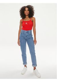 Calvin Klein Jeans Top Monologo J20J223105 Czerwony Slim Fit. Kolor: czerwony. Materiał: bawełna