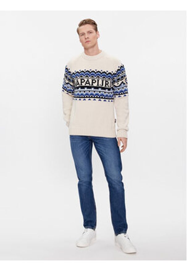 Napapijri Sweter NP0A4HHJ Écru Regular Fit. Materiał: wełna, syntetyk