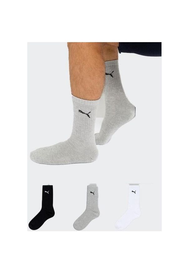 Skarpety Puma Sport 3 pack. Kolor: biały, wielokolorowy, czarny, szary