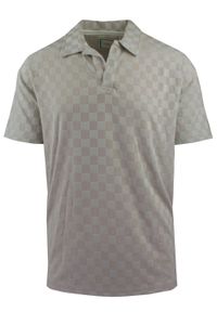 Męska Koszulka Polo z Dekoltem Bez Guzików - Brave Soul - Beżowa. Okazja: na co dzień. Typ kołnierza: polo. Kolor: beżowy, wielokolorowy, brązowy. Materiał: elastan, poliester. Styl: casual #1