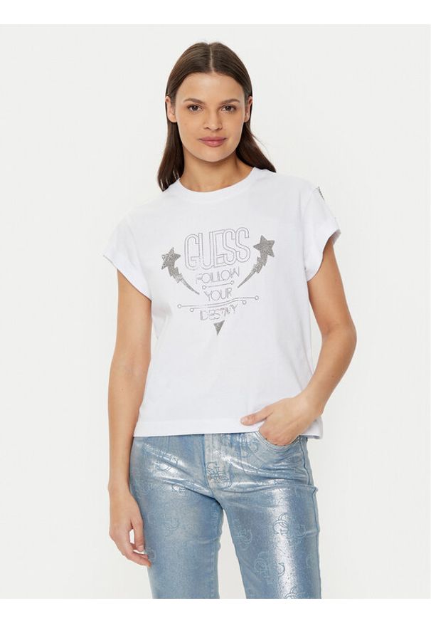 Guess T-Shirt W5RI06 I3Z14 Biały Regular Fit. Kolor: biały. Materiał: bawełna