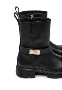 TOMMY HILFIGER - Tommy Hilfiger Botki Biker Leather FW0FW08313 Czarny. Kolor: czarny. Materiał: skóra #3