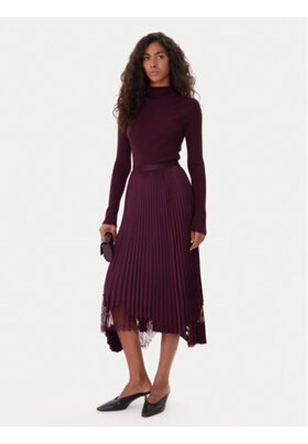 BOSS Spódnica plisowana Velacey 50546594 Fioletowy Regular Fit. Kolor: fioletowy. Materiał: syntetyk