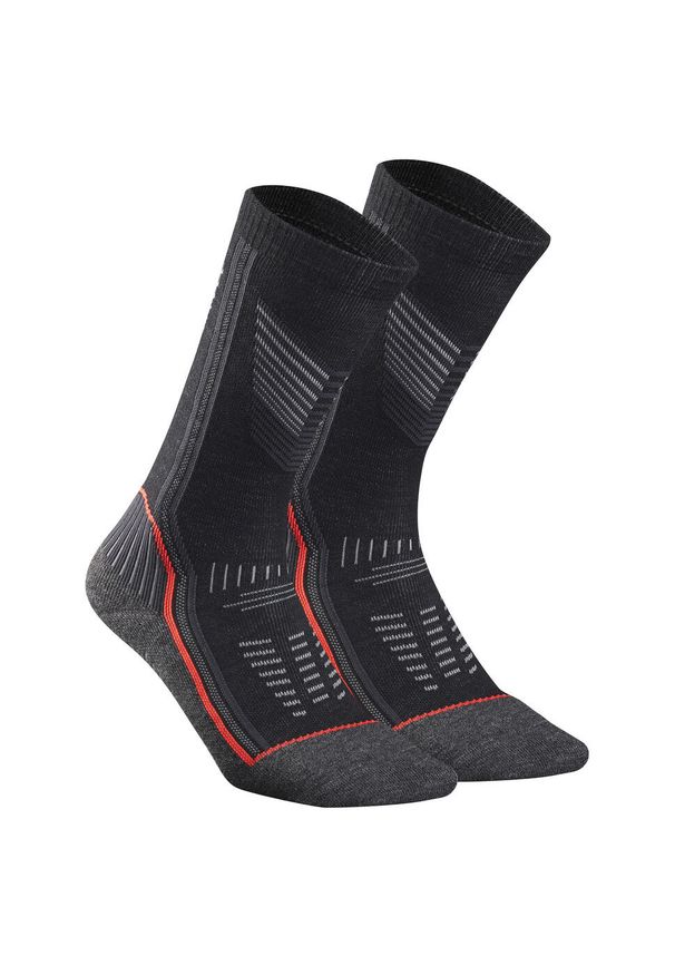 quechua - Skarpety turystyczne Quechua SH900 Mountain Mid. Kolor: czerwony, szary, wielokolorowy, czarny. Materiał: wełna, poliamid, elastan. Sport: turystyka piesza