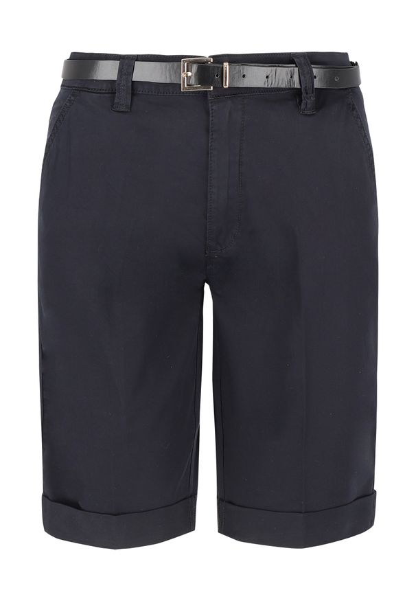 Volcano - Spodenki z kantem P-KERRY. Okazja: na co dzień. Kolekcja: plus size. Kolor: niebieski. Materiał: materiał. Długość: krótkie. Sezon: lato. Styl: casual, elegancki, klasyczny