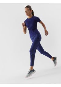 4f - Spodnie do biegania szybkoschnące damskie. Kolor: niebieski. Materiał: materiał, włókno, dzianina, skóra. Długość: długie. Sport: fitness