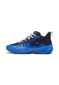 Buty koszykarskie męskie Puma Genetics. Kolor: niebieski. Materiał: materiał, syntetyk. Szerokość cholewki: normalna. Sport: koszykówka