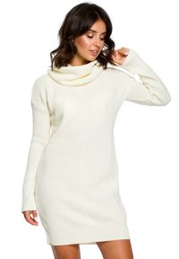 BE Knit - Cieplutka sukienka tunika o splocie typu wafelek. Typ kołnierza: golf. Materiał: materiał, akryl. Wzór: ze splotem #1