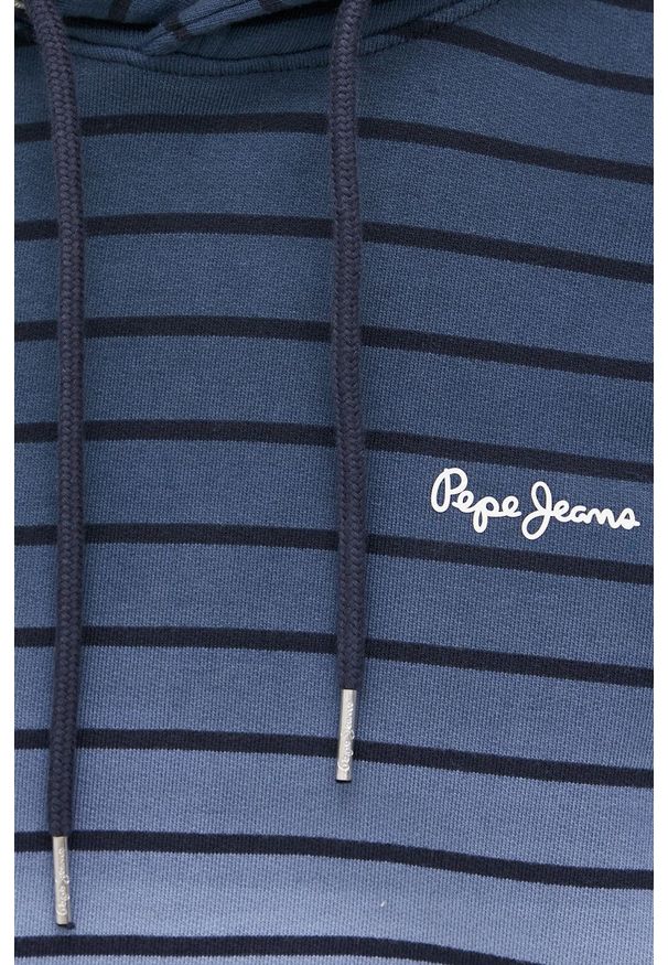 Pepe Jeans bluza bawełniana męska kolor granatowy z kapturem wzorzysta. Typ kołnierza: kaptur. Kolor: niebieski. Materiał: bawełna