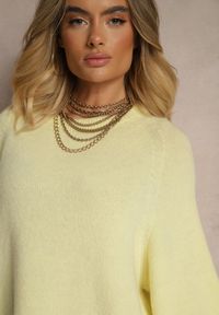 Renee - Żółty Sweter z Rękawami 3/4 z Wełną Dannalin. Okazja: na co dzień, na spotkanie biznesowe. Typ kołnierza: dekolt w łódkę. Kolor: żółty. Materiał: wełna. Długość rękawa: krótki rękaw. Długość: krótkie. Sezon: wiosna. Styl: biznesowy, klasyczny, elegancki, casual