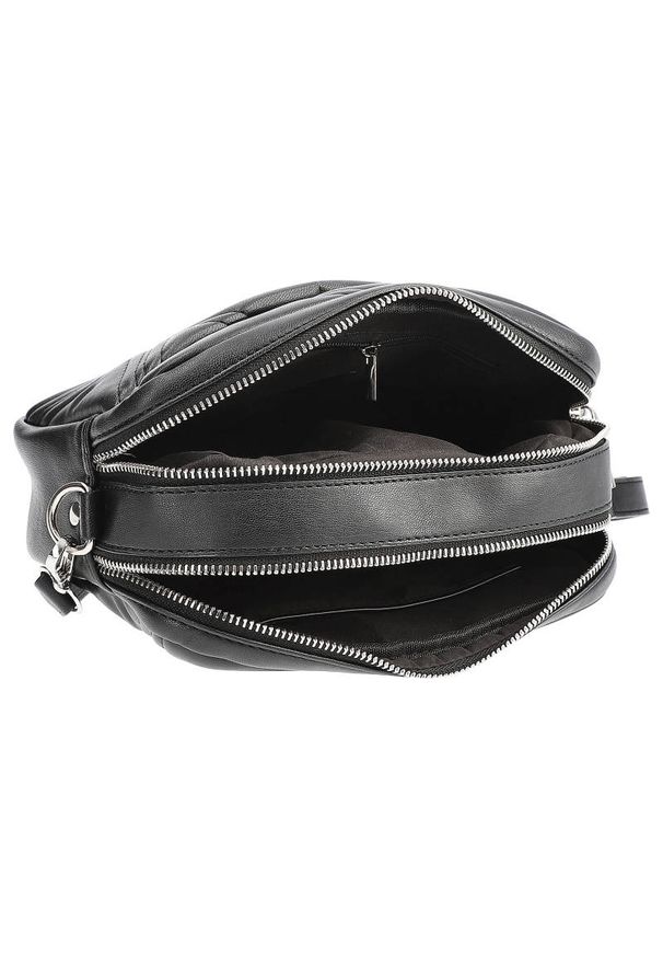 Torebka damska Filippo, z podwójną komorą i regulowanym paskiem, czarna, TD0382/22 BK. Kolor: czarny. Wzór: gładki. Materiał: skórzane. Styl: elegancki, casual