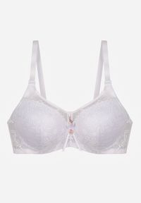 Renee - Biały Koronkowy Biustonosz Ozdobiony Przezroczystą Wstawką Acalinai. Kolor: biały. Materiał: koronka. Rodzaj stanika: przezroczysty. Wzór: aplikacja #7