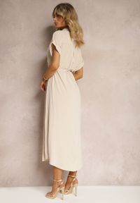 Renee - Beżowa Sukienka Koszulowa z Materiałowym Paskiem Zapinana na Guziki Quintia. Okazja: na co dzień. Kolor: beżowy. Materiał: materiał. Typ sukienki: koszulowe. Styl: klasyczny, elegancki, casual #4