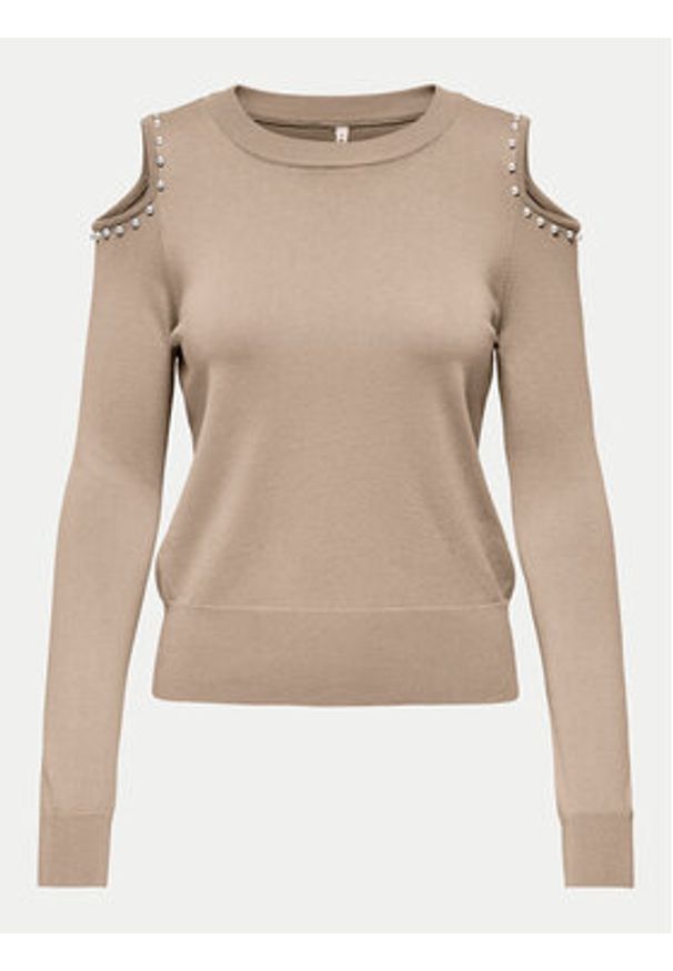 only - ONLY Sweter Gila 15339512 Beżowy Regular Fit. Kolor: beżowy. Materiał: syntetyk, wiskoza