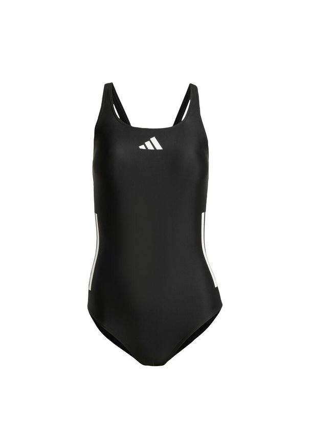 Adidas - Strój do pływania 3-Stripes C-Back. Kolor: biały, wielokolorowy, czarny. Materiał: materiał