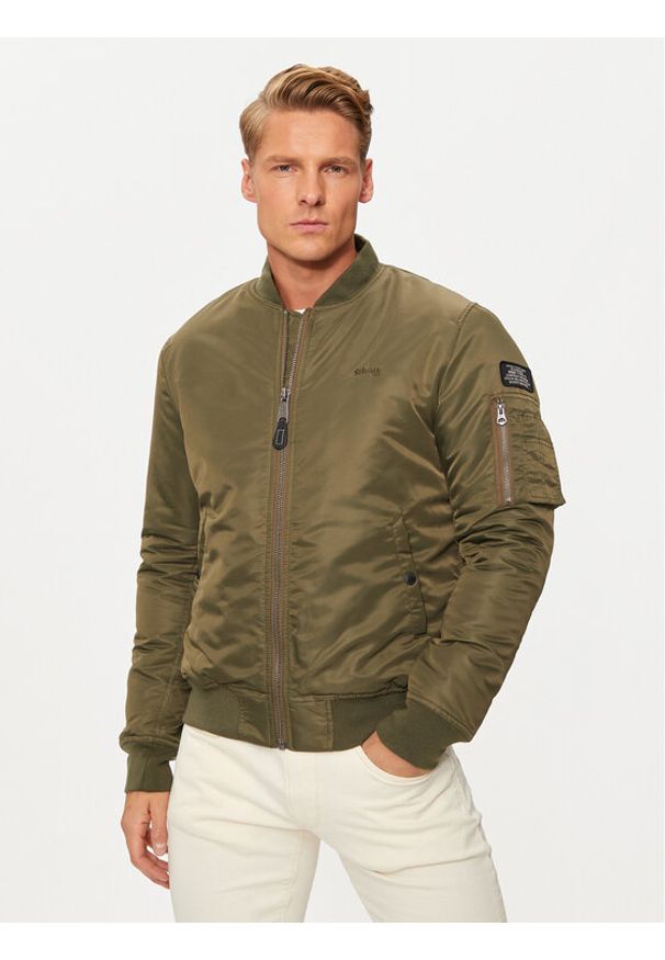 SCHOTT N.Y.C. Kurtka bomber AIRFORCERS Zielony Regular Fit. Kolor: zielony. Materiał: syntetyk