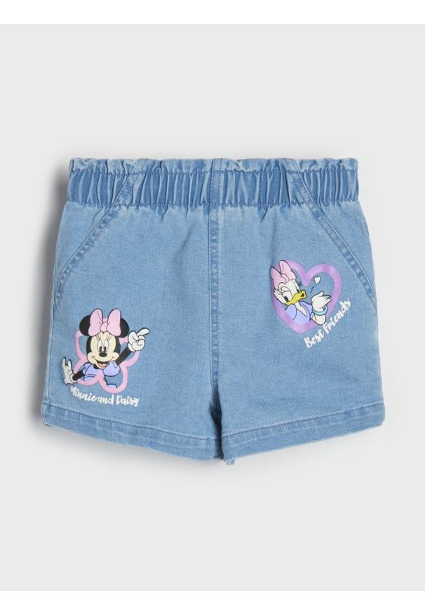 Sinsay - Szorty jeansowe Disney - niebieski. Kolor: niebieski. Materiał: jeans. Wzór: motyw z bajki