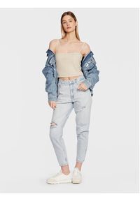 Calvin Klein Jeans Top J20J221009 Beżowy Regular Fit. Kolor: beżowy. Materiał: wiskoza #5