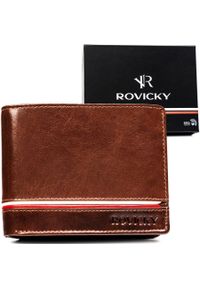 ROVICKY - Portfel męski Rovicky R-N992-CPL brązowy. Kolor: brązowy. Materiał: skóra