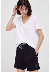 Armani Exchange t-shirt bawełniany kolor biały. Okazja: na co dzień. Kolor: biały. Materiał: bawełna. Wzór: nadruk. Styl: casual #2