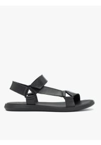Ryłko - Czarne sandały ze skóry licowej. Okazja: na co dzień. Zapięcie: rzepy. Kolor: czarny. Materiał: skóra. Sezon: lato. Styl: sportowy, casual, street, elegancki #1