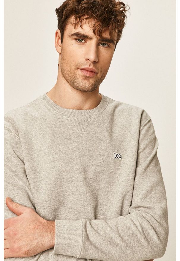 Lee - Bluza. Okazja: na co dzień. Kolor: szary. Materiał: dzianina. Wzór: gładki. Styl: casual