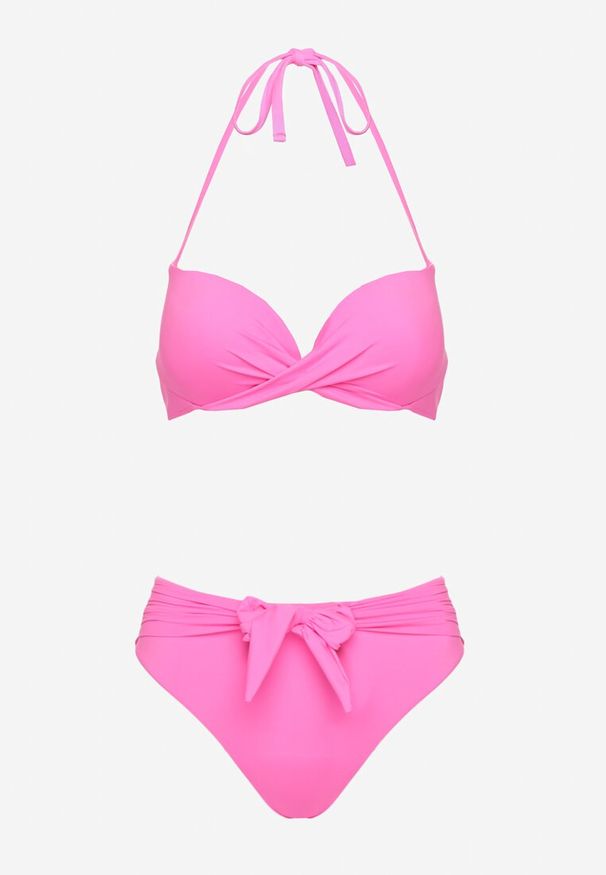 Born2be - Fuksjowe Bikini Wiązany Biustonosz i Majtki Typu Figi Vanissa. Kolor: różowy