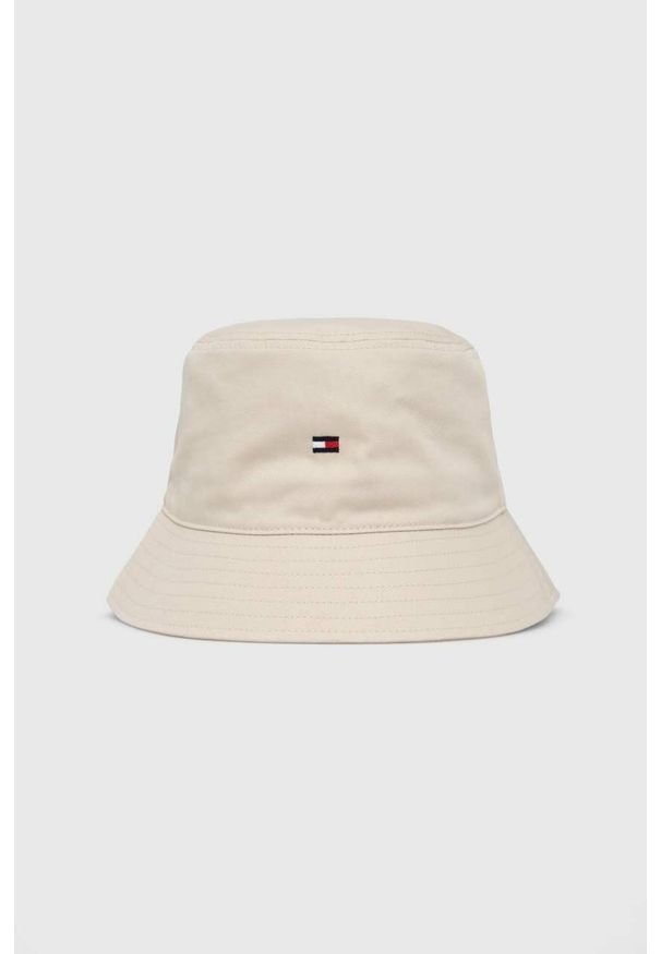 TOMMY HILFIGER - Tommy Hilfiger kapelusz bawełniany kolor beżowy bawełniany. Kolor: beżowy. Materiał: bawełna