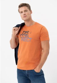 Volcano - T-shirt z printem T-DIS. Materiał: bawełna, materiał. Długość rękawa: krótki rękaw. Długość: krótkie. Wzór: nadruk. Styl: klasyczny #1