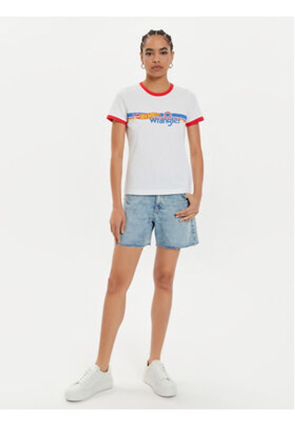 Wrangler T-Shirt Hot Wheels 112357911 Biały Slim Fit. Kolor: biały. Materiał: bawełna