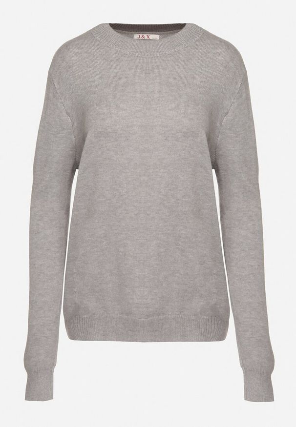 Born2be - Szary Klasyczny Sweter z Wełną Mailira. Okazja: na co dzień, do pracy. Kolor: szary. Materiał: wełna. Styl: klasyczny