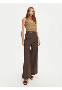 TwinSet - TWINSET Spodnie palazzo 251TT2105 Brązowy Wide Leg. Kolor: brązowy. Materiał: bawełna #3