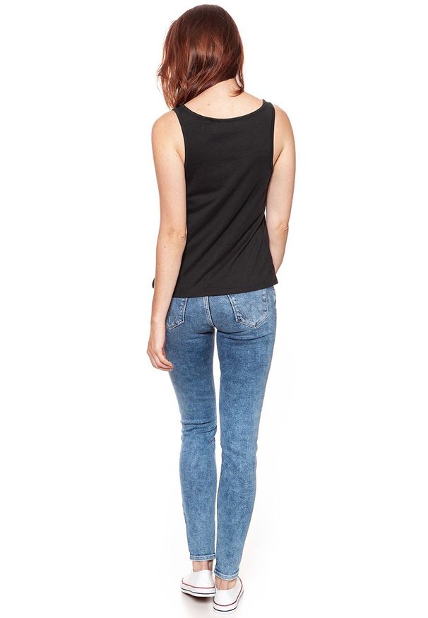 Wrangler - WRANGLER T SHIRT DAMSKI TANK BLACK W7387EV01 112131060. Okazja: na co dzień. Długość rękawa: na ramiączkach. Wzór: nadruk, kolorowy. Styl: casual