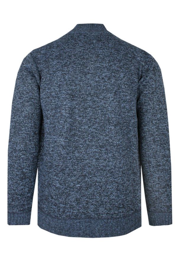 Męski Sweter na Zamek z Wysokim Dekoltem i Kieszeniami – Brave Soul - Granatowy Melanż. Kolor: niebieski. Materiał: poliester. Wzór: melanż. Sezon: zima, jesień