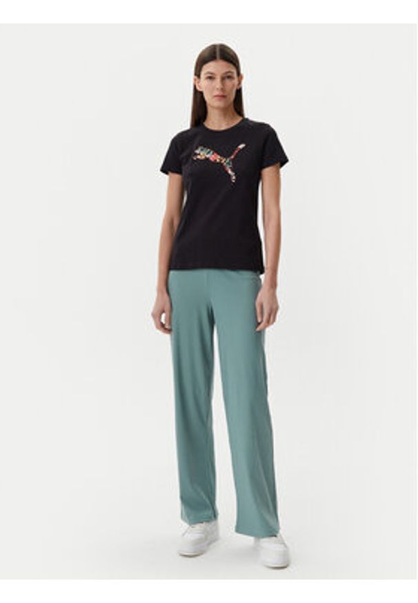 Puma Spodnie dresowe Ess Elevated 685025 Zielony Straight Fit. Kolor: zielony. Materiał: bawełna