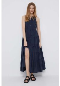Pennyblack sukienka bawełniana kolor granatowy maxi rozkloszowana. Kolor: niebieski. Materiał: bawełna. Typ sukienki: rozkloszowane. Długość: maxi #1