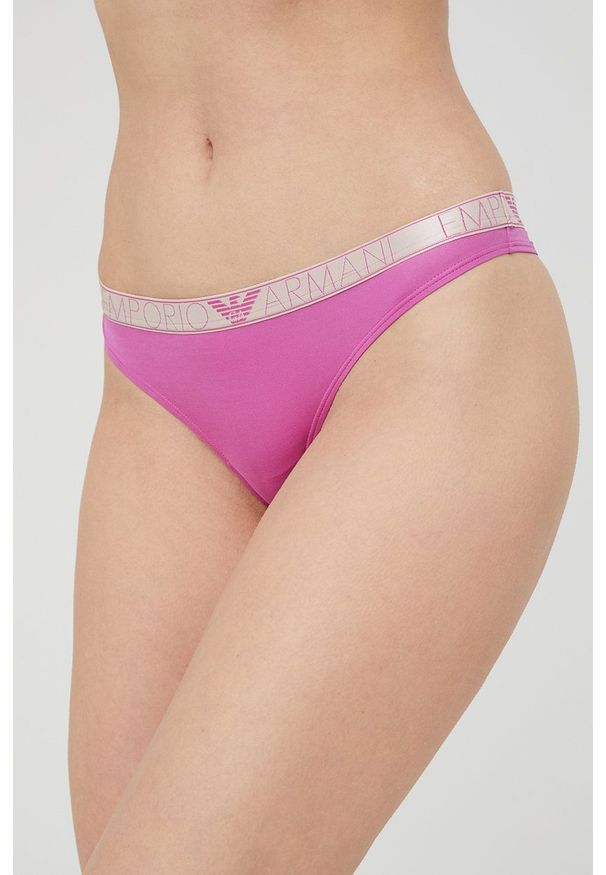 Emporio Armani Underwear stringi 163333.2R235 (2-pack) kolor fioletowy. Kolor: fioletowy. Materiał: materiał