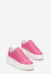 Born2be - Fuksjowe Sneakersy na Platformie Berdolina. Kolor: różowy. Obcas: na platformie #3