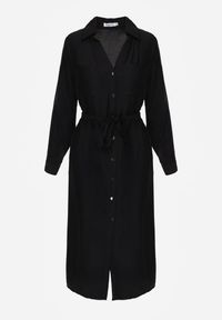 Renee - Czarna Sukienka z Wiskozą o Koszulowym Kroju z Wiązanym Paskiem Rissanni. Kolor: czarny. Materiał: wiskoza. Typ sukienki: koszulowe. Styl: elegancki, klasyczny #2