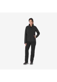 FORCLAZ - Kurtka turystyczna damska Forclaz MT100 Softshell. Kolor: wielokolorowy, czarny, szary. Materiał: softshell