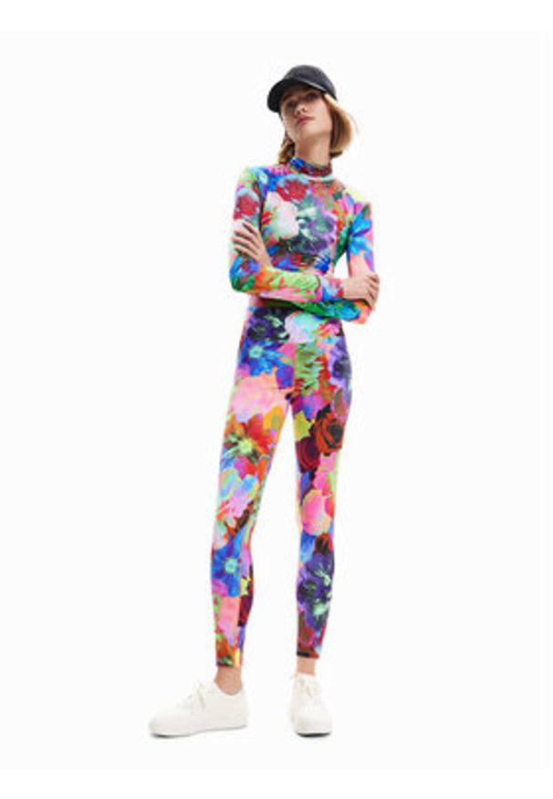 Desigual Legginsy Tulipa 23SWKK07 Kolorowy Slim Fit. Materiał: syntetyk. Wzór: kolorowy
