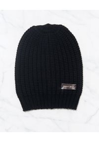Jimmy Choo - JIMMY CHOO - Kaszmirowa czarna czapka z logo. Kolor: czarny. Materiał: kaszmir. Sezon: zima, jesień