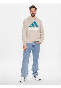 Adidas - adidas Bluza Essentials French Terry Big Logo Hoodie IJ8584 Beżowy Regular Fit. Kolor: beżowy. Materiał: bawełna #4