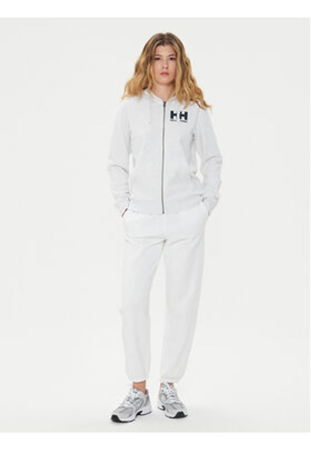 Helly Hansen Bluza W Hh Logo Full Zip Hoodie 2.0 34461 Biały Regular Fit. Kolor: biały. Materiał: bawełna