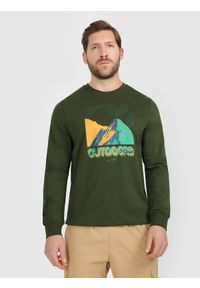 4f - 4F Longlseeve z nadrukiem męski - khaki XXL. Okazja: na co dzień, na spacer. Kolor: brązowy, oliwkowy, wielokolorowy. Materiał: dzianina, materiał, bawełna. Długość rękawa: długi rękaw. Wzór: nadruk. Styl: casual #1